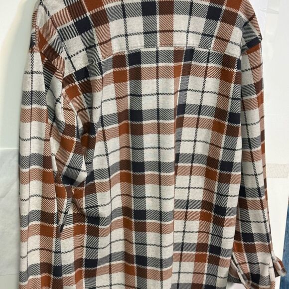 Duluth Trading Co Men's Plaid Shirt - Brown, Black, White size medium - Picture 2 of 5
